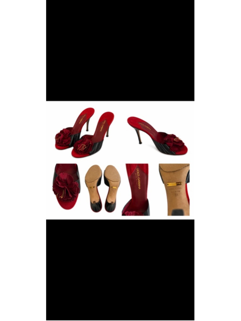 Dolce & Gabbana Red & Black Floral Mules Size 38/8 - Picture 7 of 7